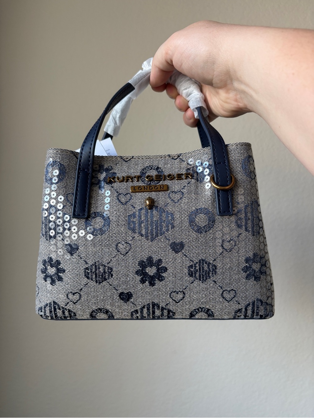 Kurt Geiger London Hempstead sequin mini tote bag, new